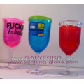 plastic Double wall wine cup with straw with gel
